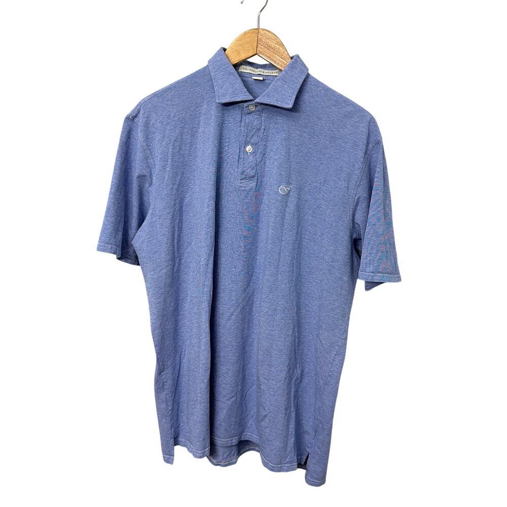 Holderness Bourne Polo Shirt Mens XL Tailored Fit Hilton Golf Blue Pima Cotton